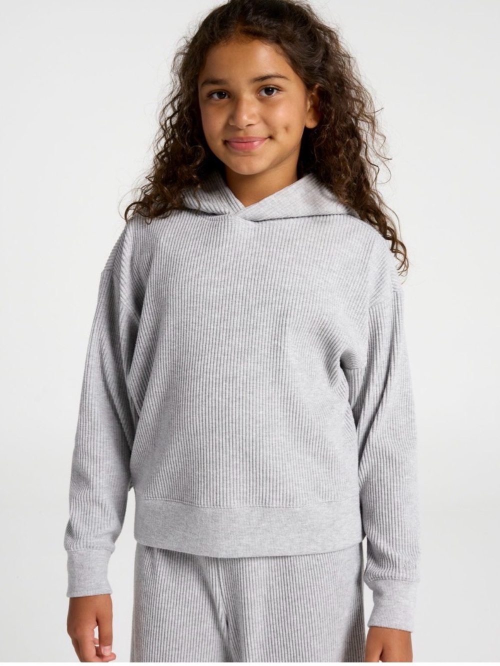 DSG Girls' lush plush Ribbed Hoodie - Light Gray